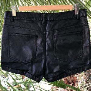 Faux leather shorts in black